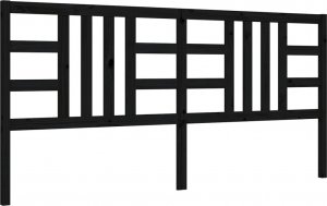 vidaXL Rama łóżka z wezgłowiem, czarna, 200x200 cm, lite drewno 8