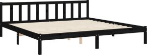 vidaXL Rama łóżka z wezgłowiem, czarna, 200x200 cm, lite drewno 9