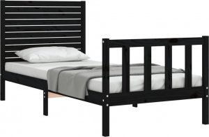 vidaXL Rama łóżka z wezgłowiem, czarna, 2FT6, pojedyncza, lite drewno 4