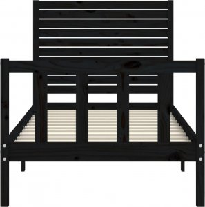vidaXL Rama łóżka z wezgłowiem, czarna, 2FT6, pojedyncza, lite drewno 6
