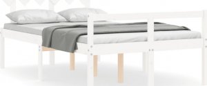 vidaXL Rama łóżka z wezgłowiem, biała, 4FT, mała podwójna, lite drewno 2