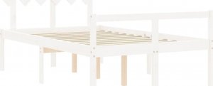 vidaXL Rama łóżka z wezgłowiem, biała, 4FT, mała podwójna, lite drewno 5