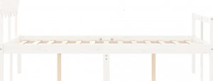 vidaXL Rama łóżka z wezgłowiem, biała, 4FT, mała podwójna, lite drewno 7