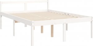 vidaXL Rama łóżka z wezgłowiem, biała, 4FT, mała podwójna, lite drewno 9