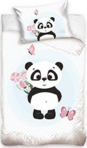 Carbotex Pościel bawełniana do łóżeczka 100x135 panda 1