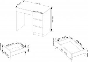Biurko Fabryka Mebli Akord A7 Szare 90 cm x 50 cm 3