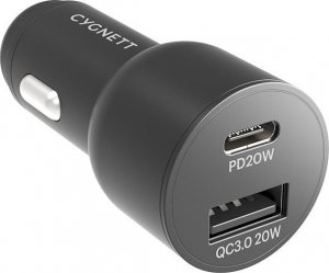 Ładowarka Cygnett Ładowarka samochodowa Cygnett USB, USB-C 20W (czarna) 1