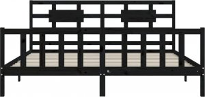 vidaXL Rama łóżka z wezgłowiem, czarna, 200x200 cm, lite drewno 6