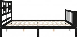 vidaXL Rama łóżka z wezgłowiem, czarna, 200x200 cm, lite drewno 7
