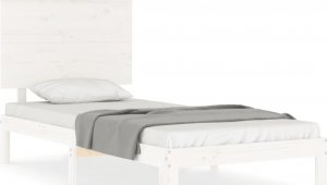 vidaXL Rama łóżka z wezgłowiem, biała, 90x200 cm, lite drewno 2