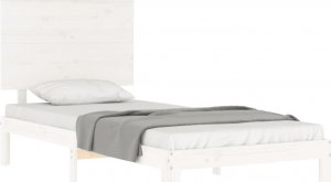 vidaXL Rama łóżka z wezgłowiem, biała, 90x200 cm, lite drewno 4