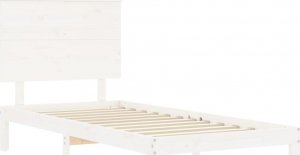 vidaXL Rama łóżka z wezgłowiem, biała, 90x200 cm, lite drewno 5