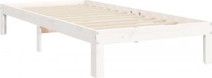 vidaXL Rama łóżka z wezgłowiem, biała, 90x200 cm, lite drewno 9