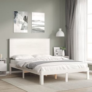 vidaXL Rama łóżka z wezgłowiem, biała, 120x200 cm, lite drewno 3
