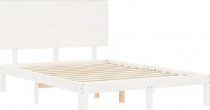 vidaXL Rama łóżka z wezgłowiem, biała, 120x200 cm, lite drewno 5