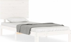 vidaXL Rama łóżka z wezgłowiem, biała, 100x200 cm, lite drewno 2