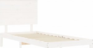 vidaXL Rama łóżka z wezgłowiem, biała, 100x200 cm, lite drewno 5