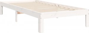 vidaXL Rama łóżka z wezgłowiem, biała, 100x200 cm, lite drewno 9