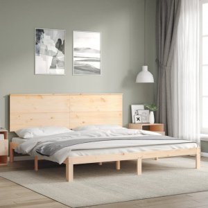 vidaXL Rama łóżka z wezgłowiem, 200x200 cm, lite drewno 3