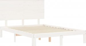 vidaXL Rama łóżka z wezgłowiem, biała, 140x200 cm, lite drewno 5