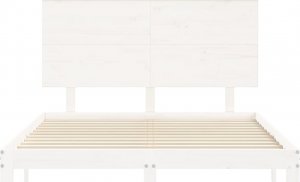 vidaXL Rama łóżka z wezgłowiem, biała, 140x200 cm, lite drewno 6
