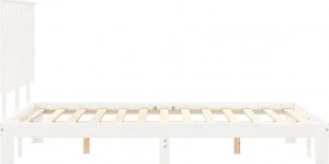 vidaXL Rama łóżka z wezgłowiem, biała, 140x200 cm, lite drewno 7