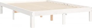 vidaXL Rama łóżka z wezgłowiem, biała, 140x200 cm, lite drewno 9