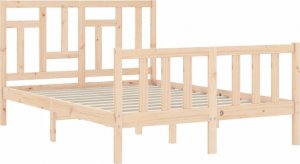 vidaXL Rama łóżka z wezgłowiem, 140x200 cm, lite drewno 5