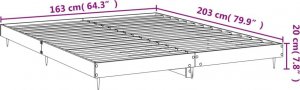 vidaXL Rama łóżka, szary dąb sonoma, 160x200cm materiał drewnopochodny 9