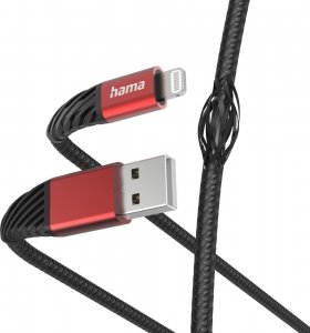 Kabel USB Hama USB-A - Lightning 1.5 m Czarno-czerwony (002015380000) 1