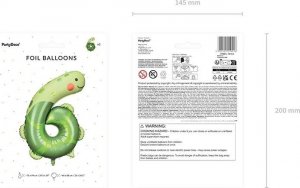 BALON FOLIOWY URODZINOWY CYFRA "6" - ŻÓŁW 75X96 CM 3