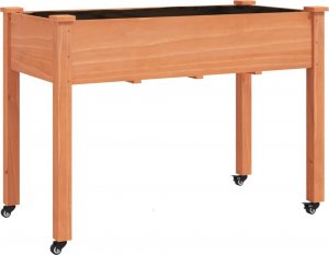 vidaXL Donica na kółkach, z wyściółką, brązowa, 118x59x80 cm, jodłowa 2