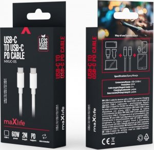Kabel USB TelForceOne Maxlife kabel MXUC-05 USB-C - USB-C 2,0 m 60W biały 4