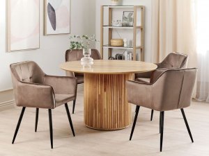 Beliani Zestaw 2 krzeseł do jadalni welurowy brązowy JASMIN 2