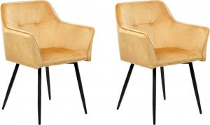 Beliani Zestaw 2 krzeseł do jadalni welurowy żółty JASMIN 2