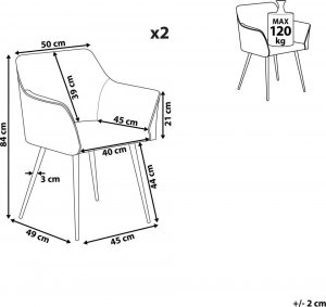 Beliani Zestaw 2 krzeseł do jadalni welurowy żółty JASMIN 9