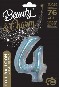 GoDan Balon foliowy B_C Cyfra4 hologr sreb CH-BHS4 44765 1