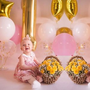 Springos Balon na urodziny cyfra 1 foliowy 40 cm złoty UNIWERSALNY 3