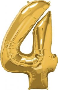 Springos Balon na urodziny cyfra 4 foliowy 40 cm złoty UNIWERSALNY 1