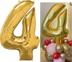 Springos Balon na urodziny cyfra 4 foliowy 40 cm złoty UNIWERSALNY 2