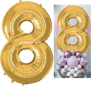 Springos Balon na urodziny cyfra 8 foliowy 40 cm złoty UNIWERSALNY 3