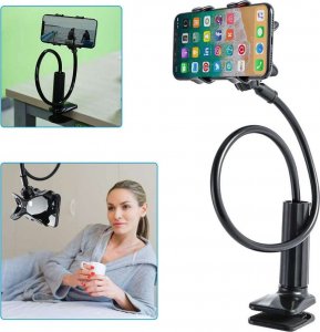 Alogy Alogy Uchwyt elastyczny z klipsem na biurko statyw giętki Holder uniwersalny na telefon / Czarny 14