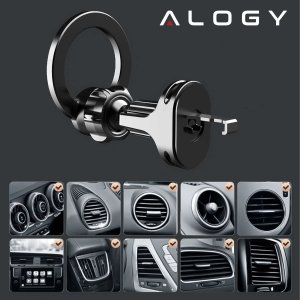 Alogy Uchwyt samochodowy uniwersalny Alogy Air Vent Car magnetyczny do MagSafe do iPhone 14 13 12 do kratki czarny 7