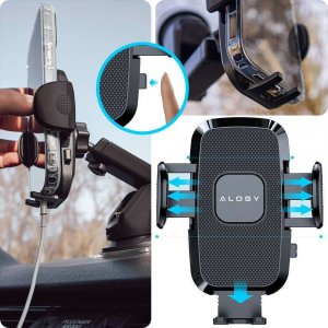 Alogy Uchwyt samochodowy 2w1 Alogy do telefonu 6.5" grawitacyjny na szybę, deskę rozdzielczą, kratkę Easy One Touch + Organizer 11