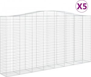 vidaXL Kosze gabionowe, 5 szt, 400x50x200/220 cm, galwanizowane żelazo 2