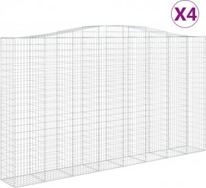 vidaXL Kosze gabionowe, 4 szt, 400x50x220/240 cm, galwanizowane żelazo 2