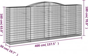 vidaXL vidaXL Kosze gabionowe, 5 szt, 400x50x160/180 cm, galwanizowane żelazo 6