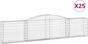 vidaXL Kosze gabionowe, 25 szt, 400x30x80/100 cm, galwanizowane żelazo 2