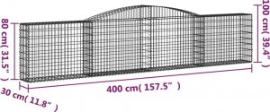 vidaXL Kosze gabionowe, 25 szt, 400x30x80/100 cm, galwanizowane żelazo 6