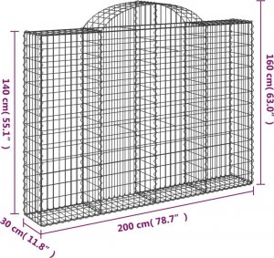 vidaXL Kosze gabionowe, 10 szt, 200x30x140/160cm, galwanizowane żelazo 6